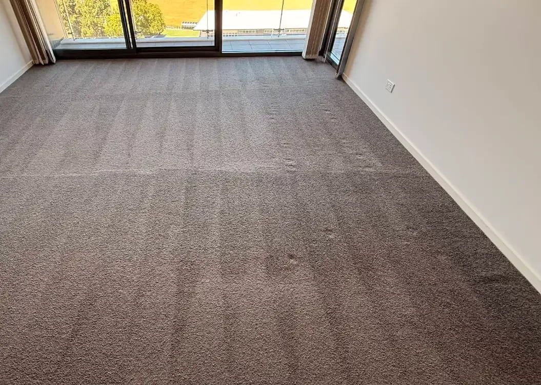 Brown Carpeted Floor in a Room With a Large Window and White Walls — Cleanaroo Property Services in Conder, ACT
