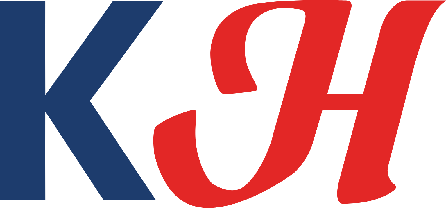 A logo featuring a dark blue uppercase letter