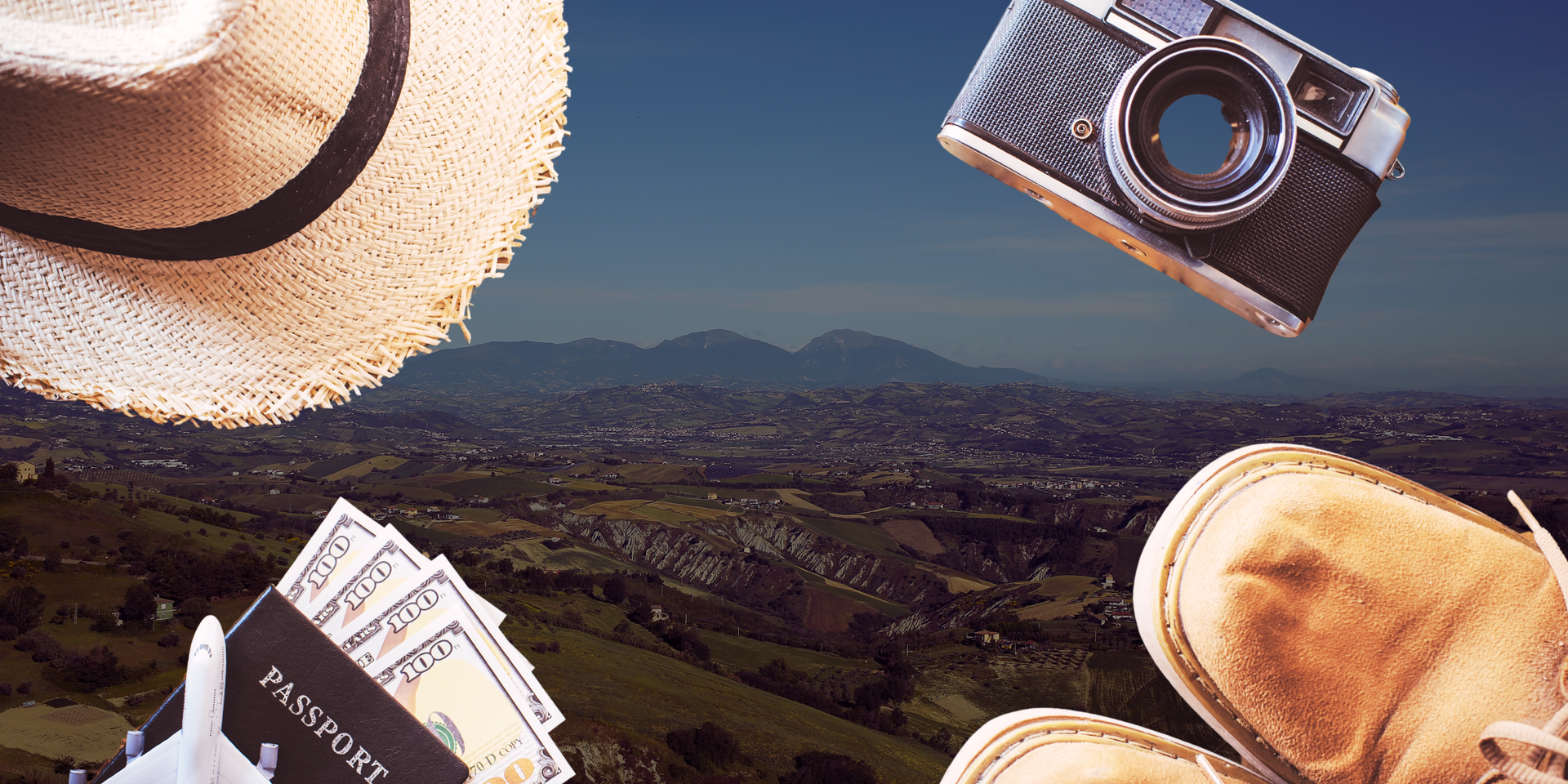 Abruzzo background with some travel icons on top