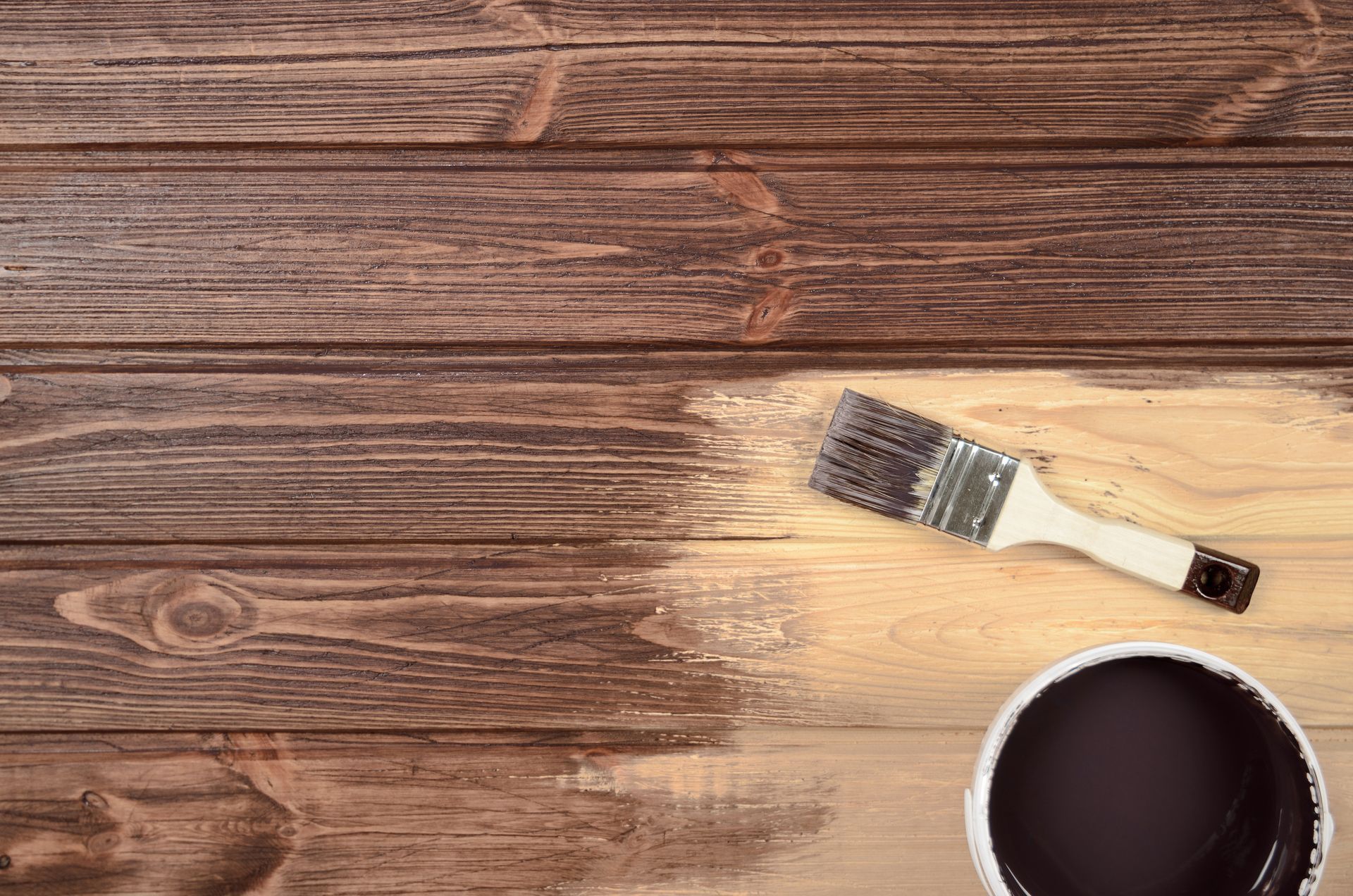Deck staining project in Greater Hartford, restoring natural wood tone while protecting the surface from moisture and sun exposure.