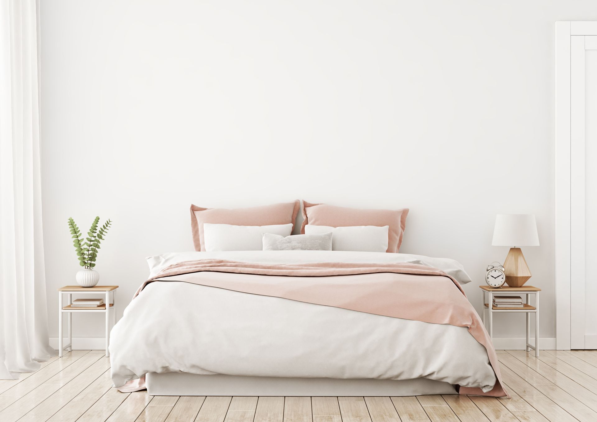Bedroom Painted with a fresh light color.