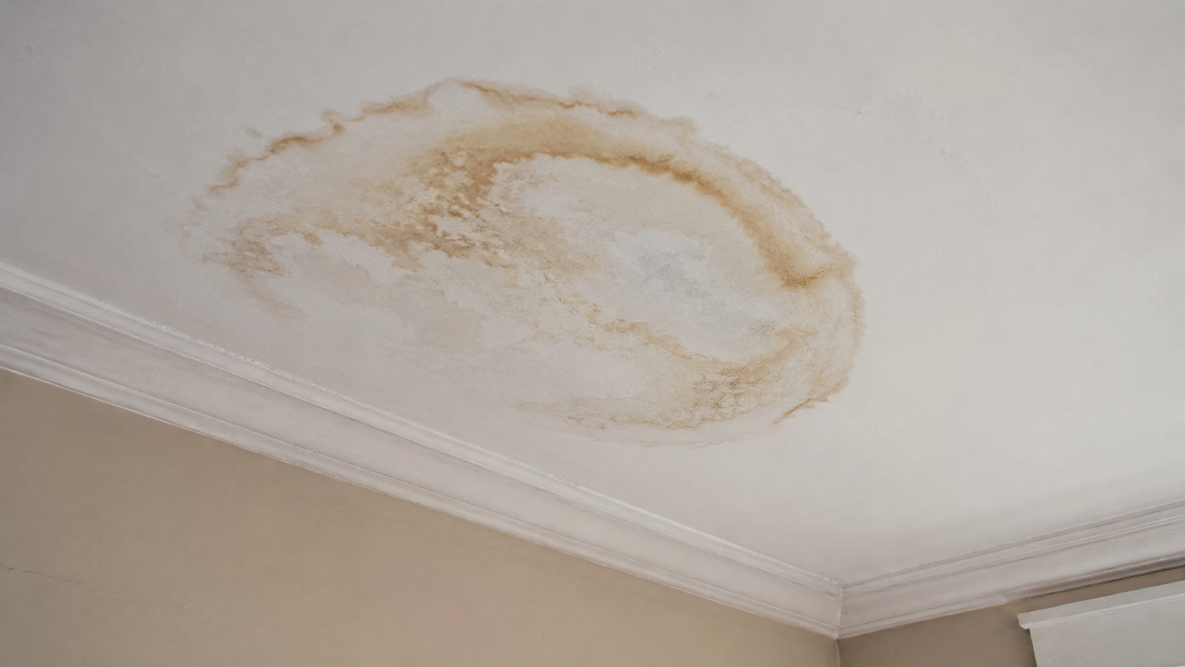 Water stained ceiling before repainting by Capital Painters in Wethersfield CT