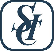 A blue and white logo with the letter s and f in a square.
