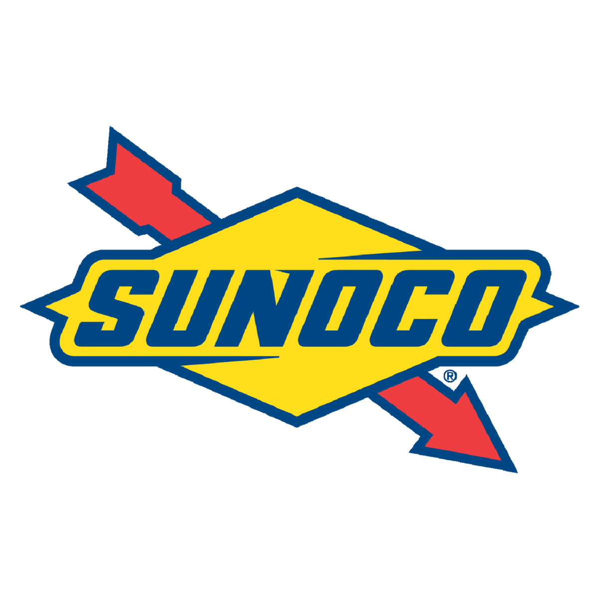 A sunoco logo with two arrows pointing in opposite directions