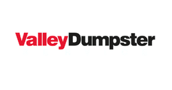 ValleyDumpster logo in red and black text on a white background