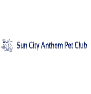 Logo of Sun City Anthem Pet Club featuring a line-art illustration of a dog and cat on the left.