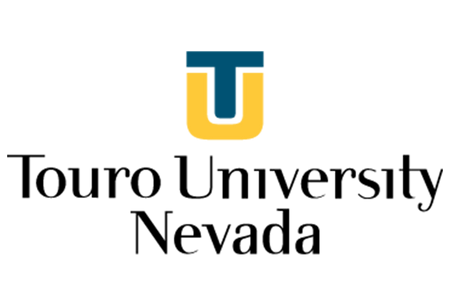 The logo for Touro University Nevada, featuring a blue T atop a yellow U, with the university name printed below.
