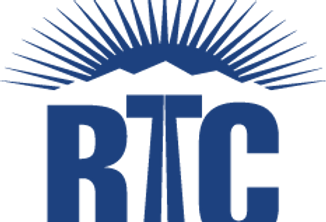 A blue logo featuring the bold letters
