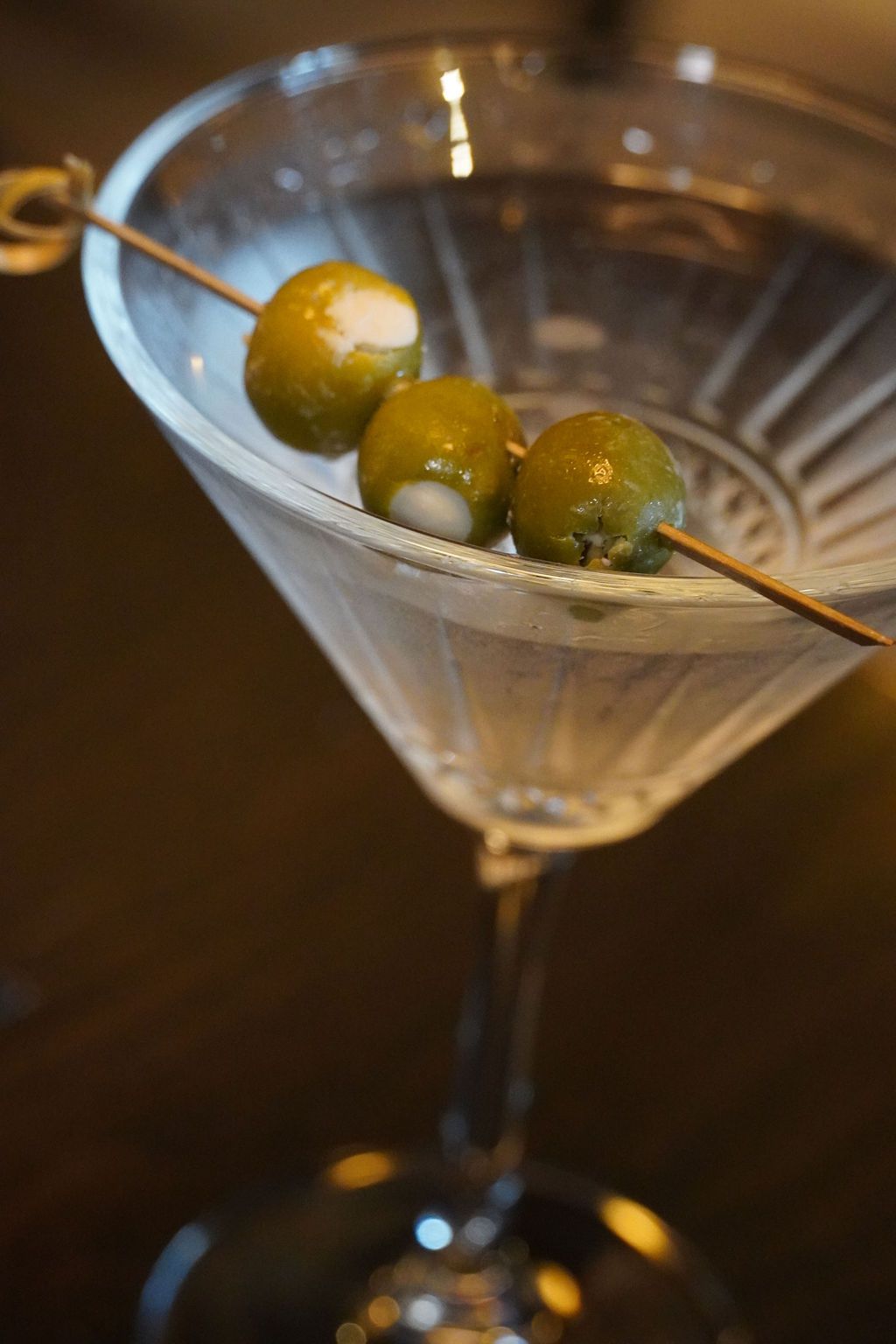 martini with blue cheese olives