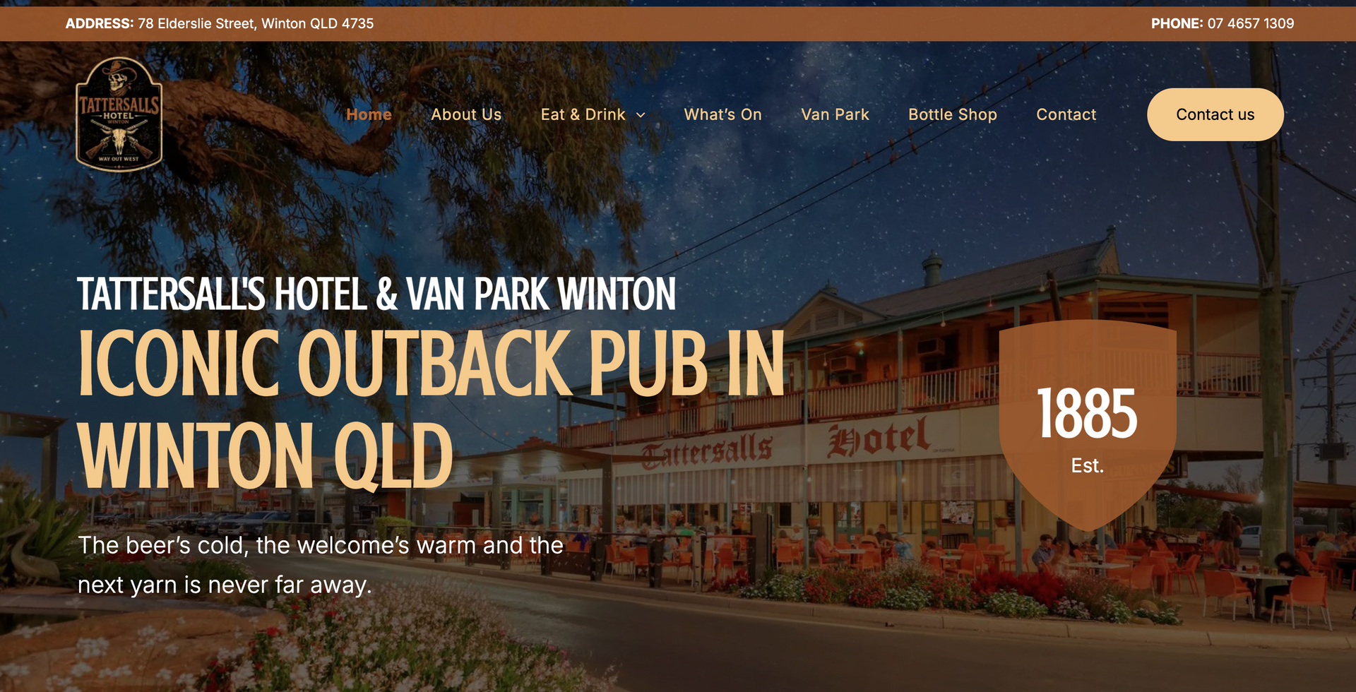 The Tatts Hotel Winton Website Homepage