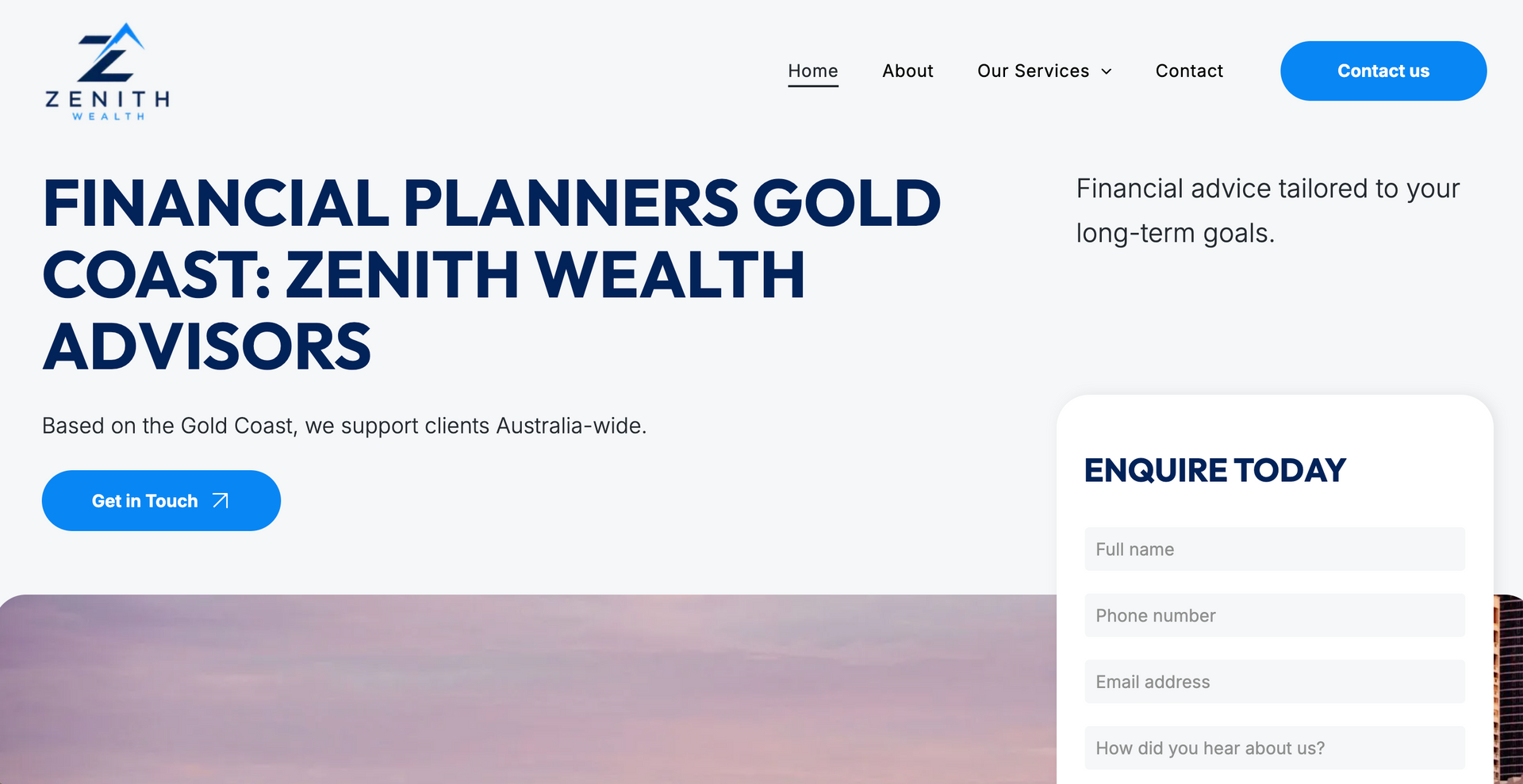 Zenith Wealth Advisors Website Preview