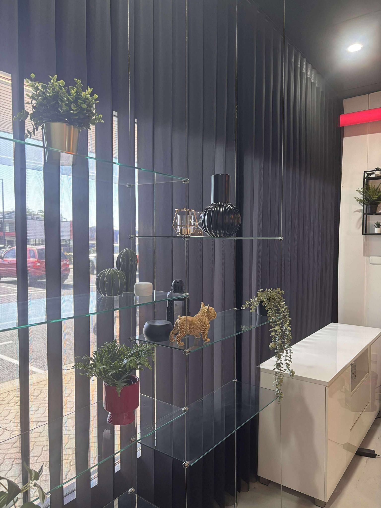 Modern Indoor Storefront with Vertical Slats — Advantage Screens and Blinds Hervey Bay In Pialba, Queensland
