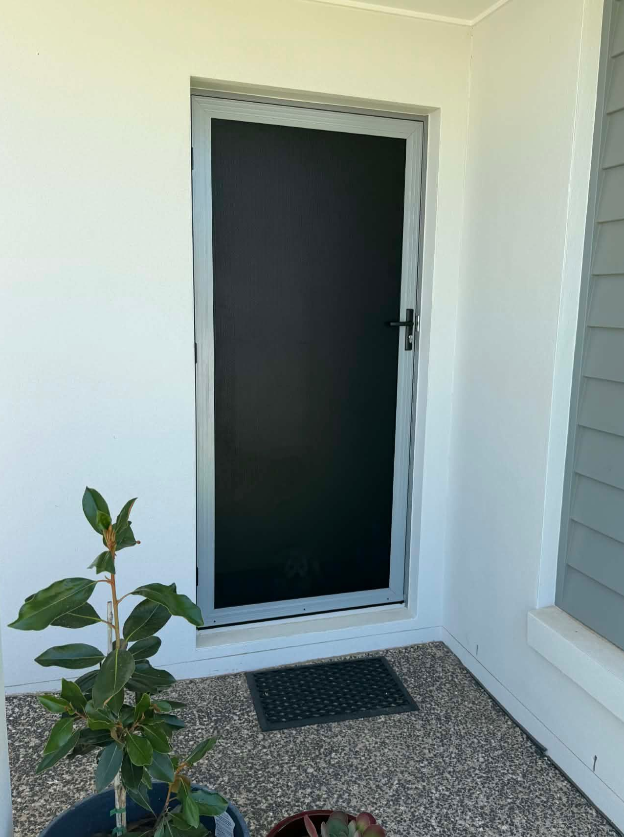Front Door with A Black Screen — Advantage Screens and Blinds Hervey Bay In Pialba, Queensland