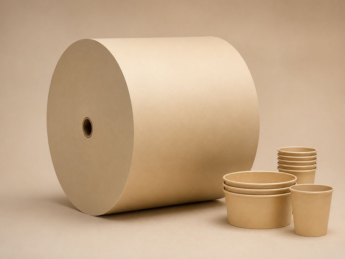 Bamboo paper cups and bamboo paper bowls made from bamboo cupstock board
