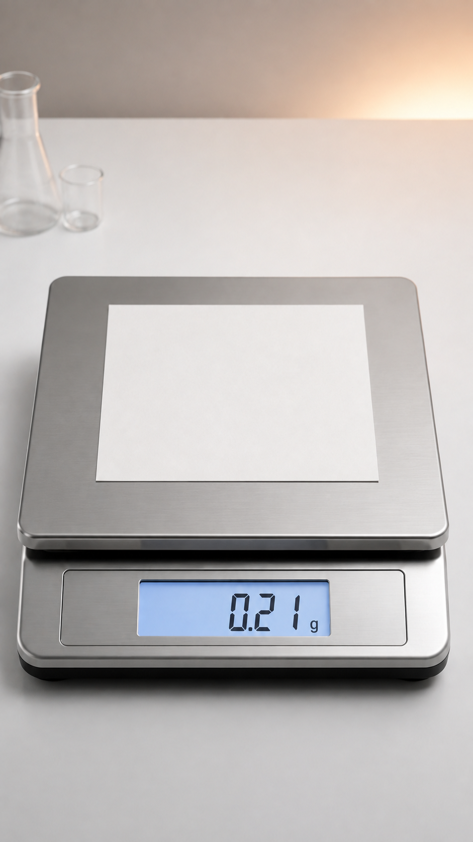Digital scale measuring square paper sample for GSM calculation