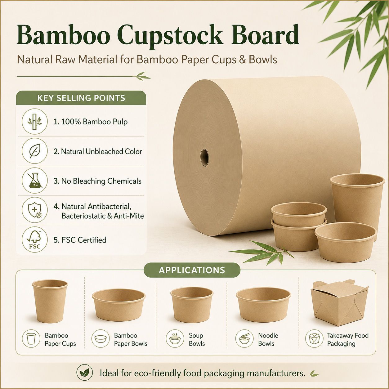 bamboo paper cupstock advantages key selling points