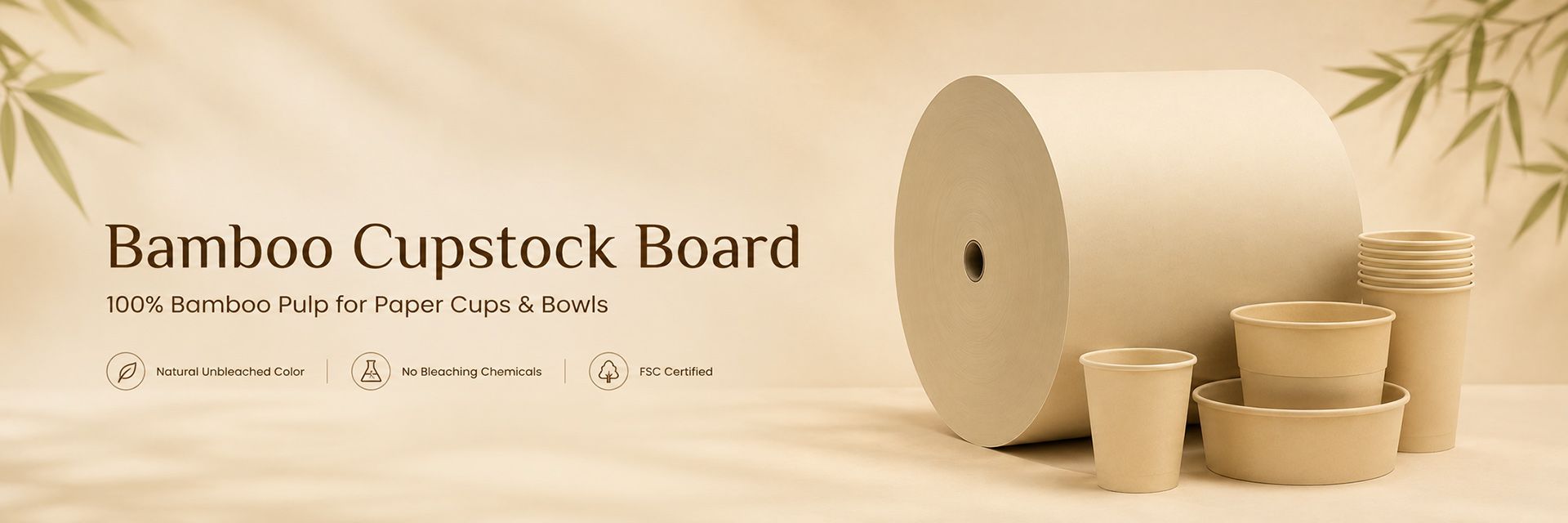 Bamboo Cupstock Board for bamboo paper cups and bowls