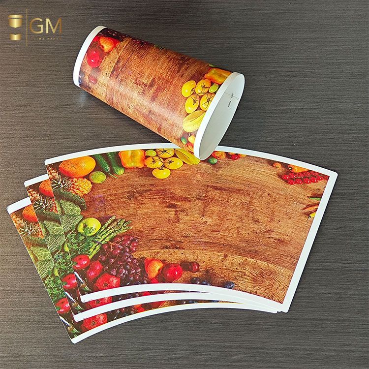 printed pe coated paper cup fan sheets for disposable cups and bowls