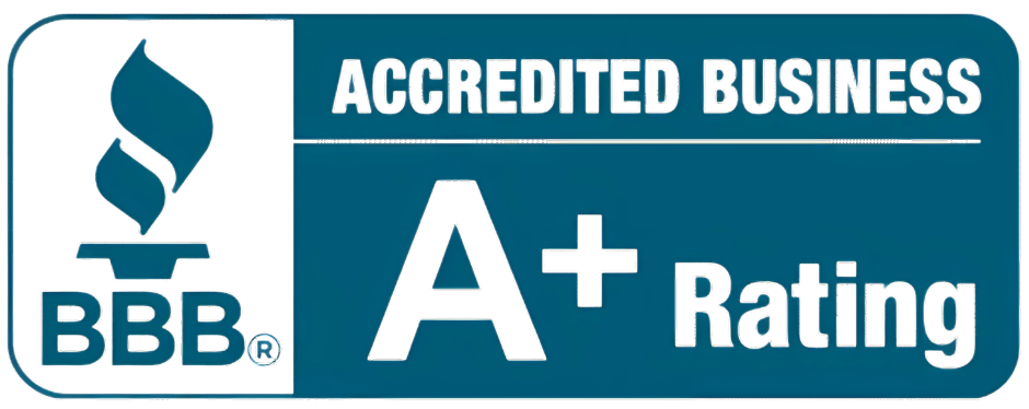 BBB Accredited Business logo: Blue and white with an 