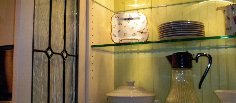 interior of china cabinet painted by ESP Painting