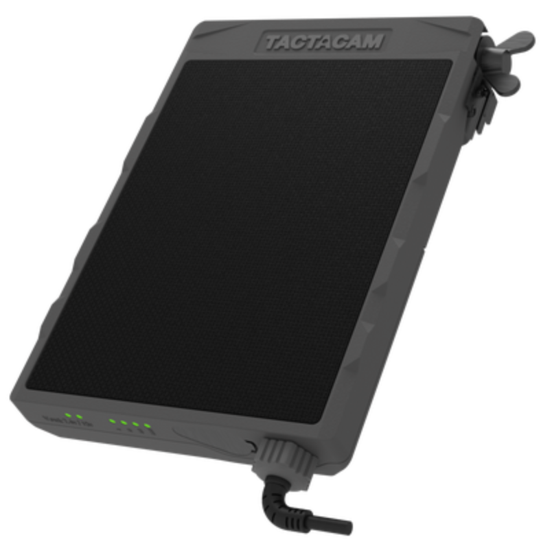 A black tactacam device with a cord attached to it