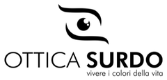 Ottica Surdo logo with stylized eye and tagline “vivere il coraggio della vita”