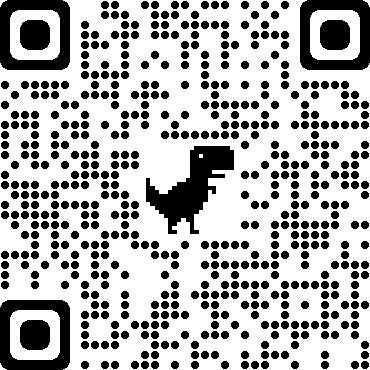 Ein schwarz-weißer QR-Code mit einem Dinosaurier darauf.