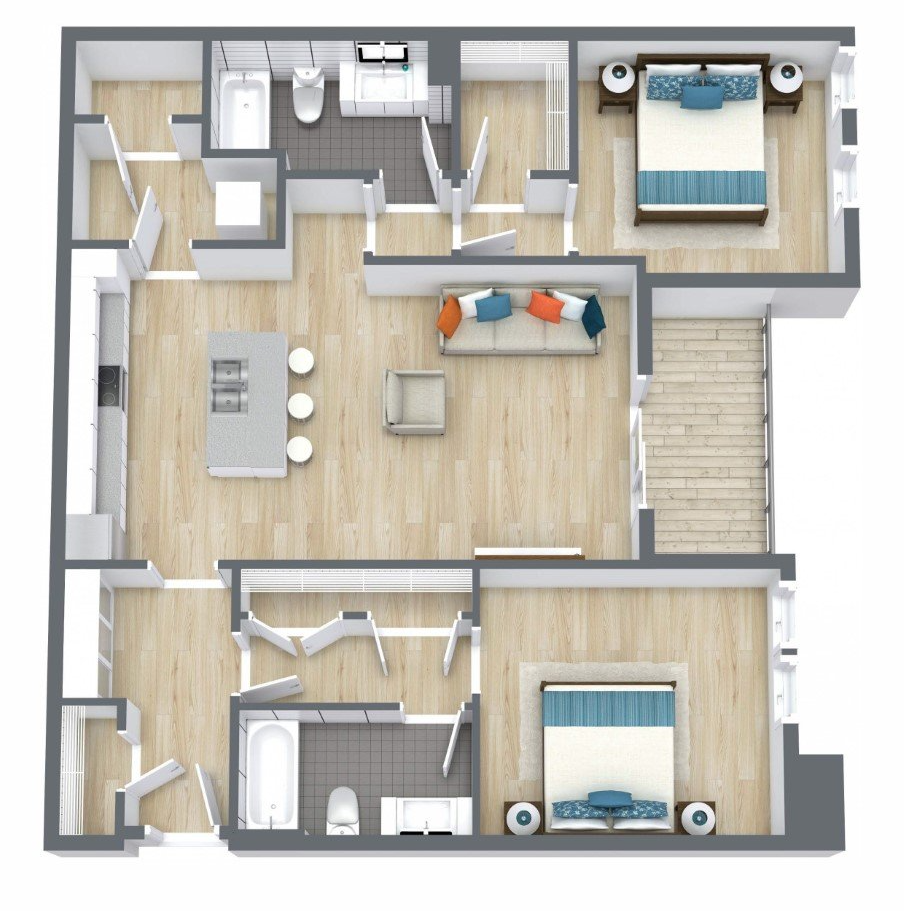 The Nanesmond - 2 Bed, 2 Bath Floor plan