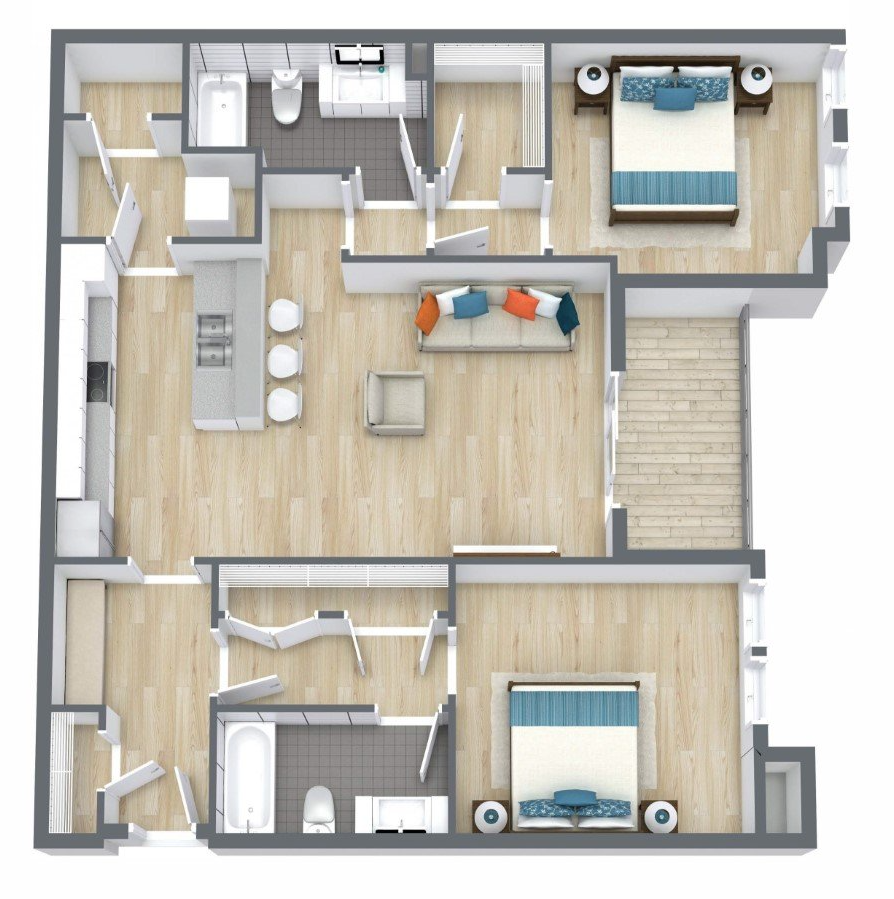 The Chesapeake - 2 Bed, 2 Bath Floor Plan