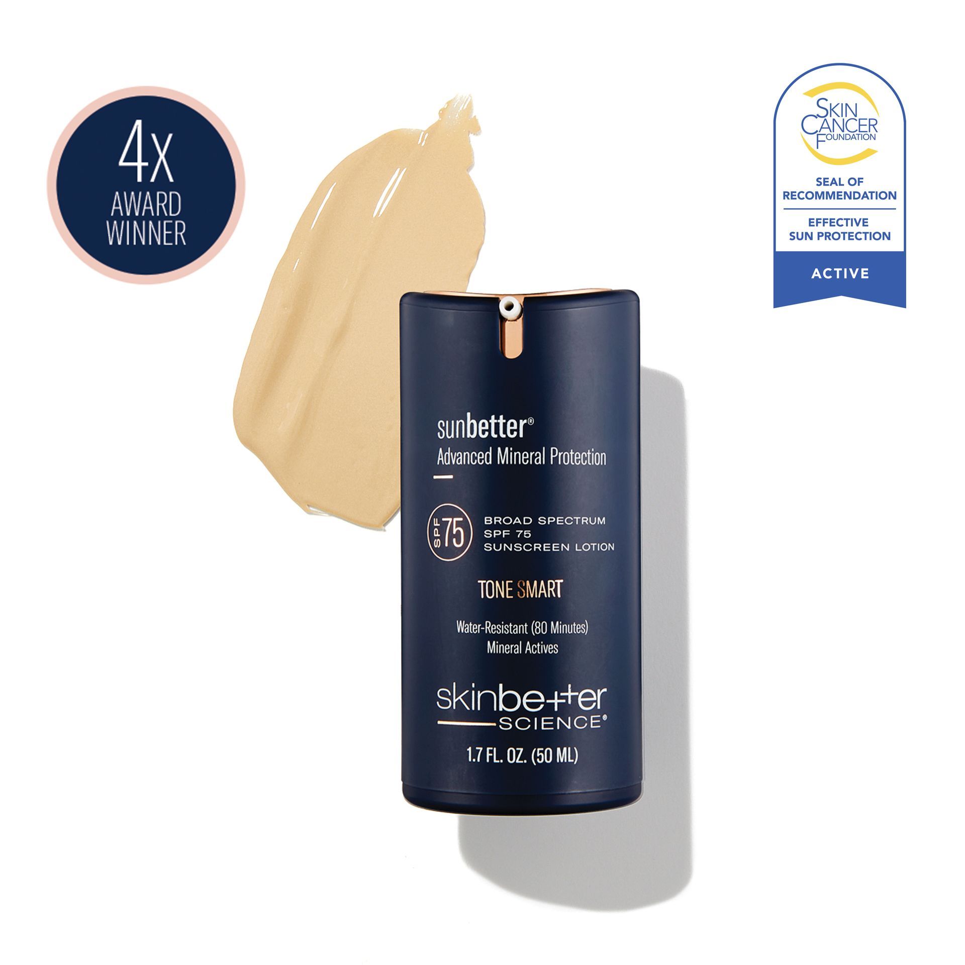 A bottle of skin better foundation is sitting on a white surface.