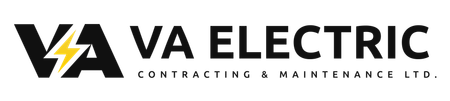 Logo for VA Electric Contracting & Maintenance Ltd. featuring the letters VA with a yellow lightning bolt icon.