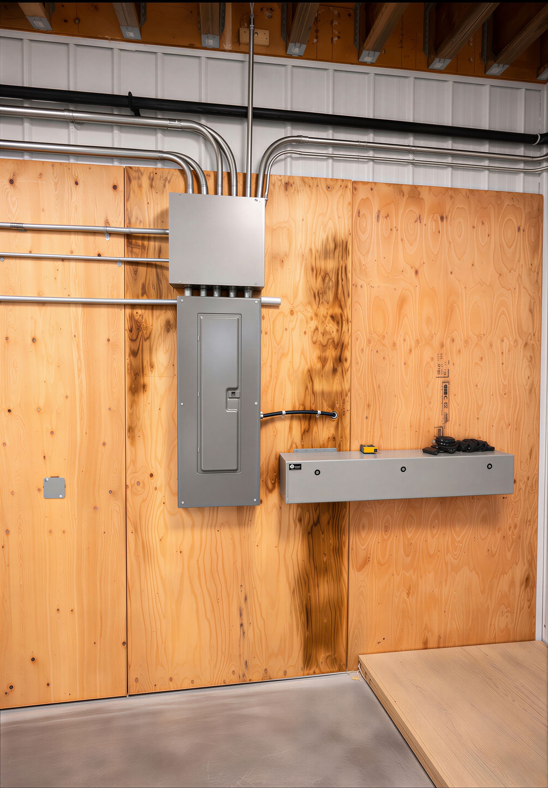 Commercial 3 phase electrical panel installation in Edmonton shop