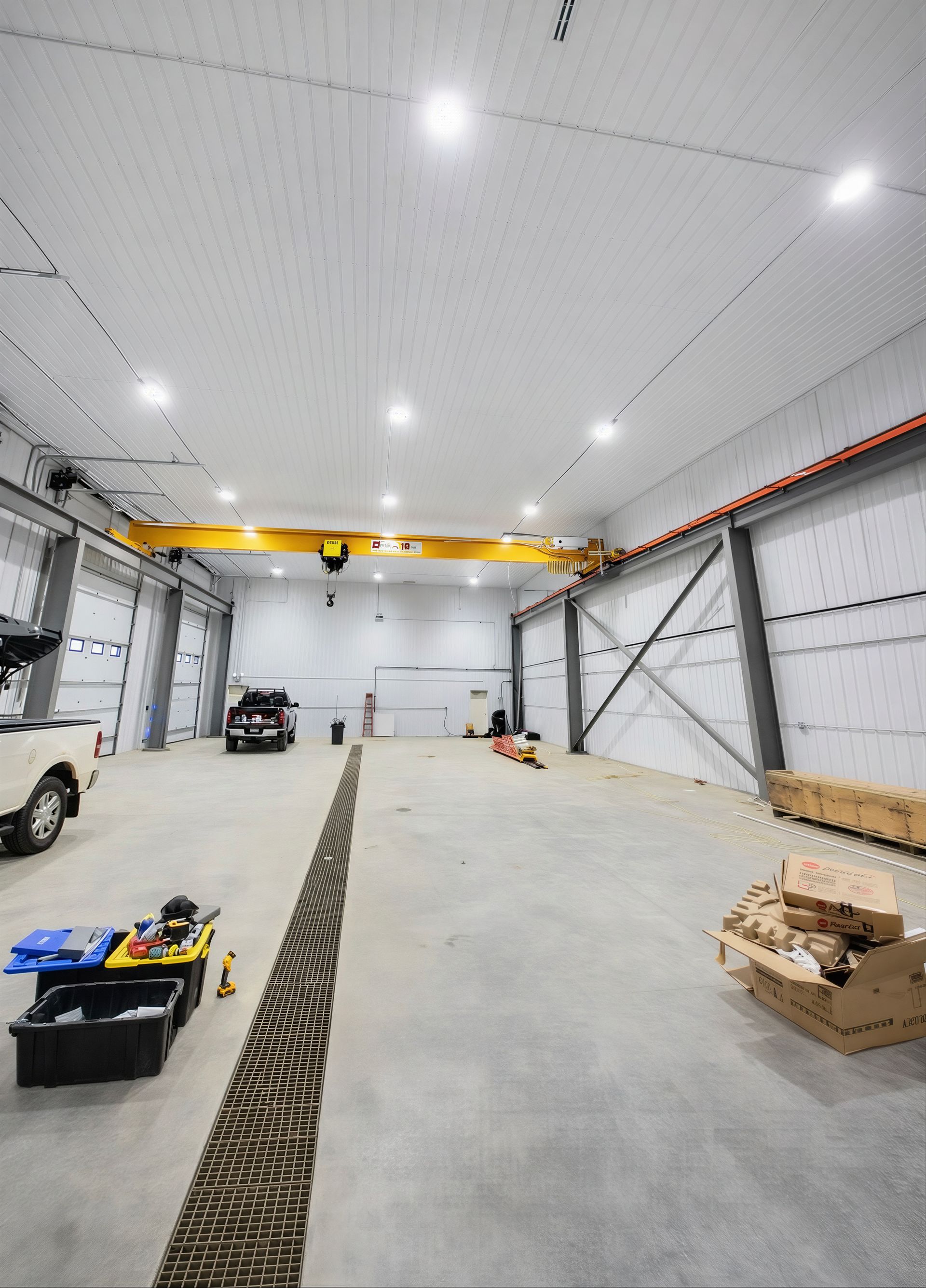 Commercial warehouse LED lighting installation in Edmonton facility