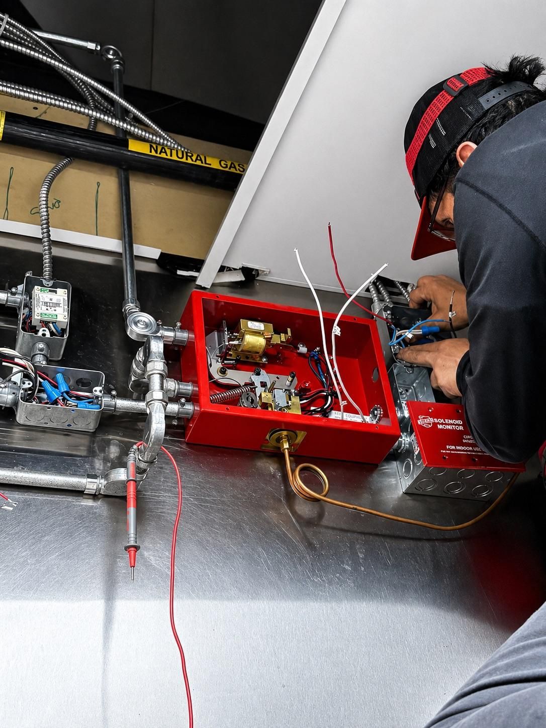 Commercial kitchen fire suppression system testing in Edmonton