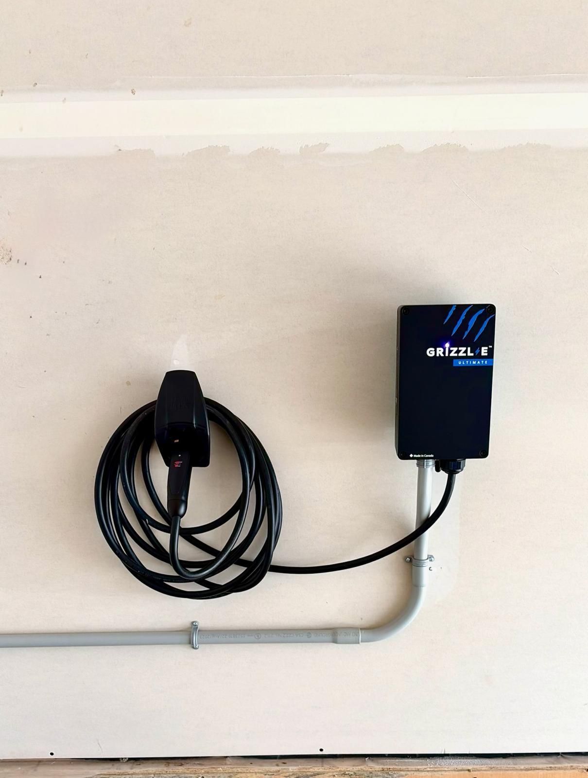 Grizzl-E EV charger installation in Edmonton garage