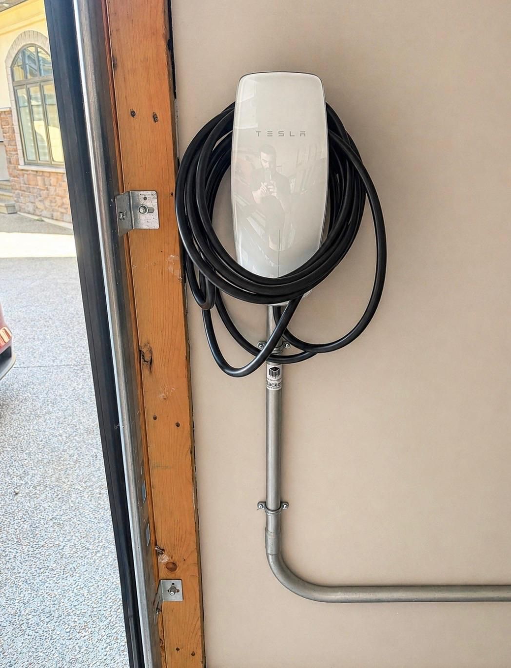 Tesla EV charger installation in Edmonton garage