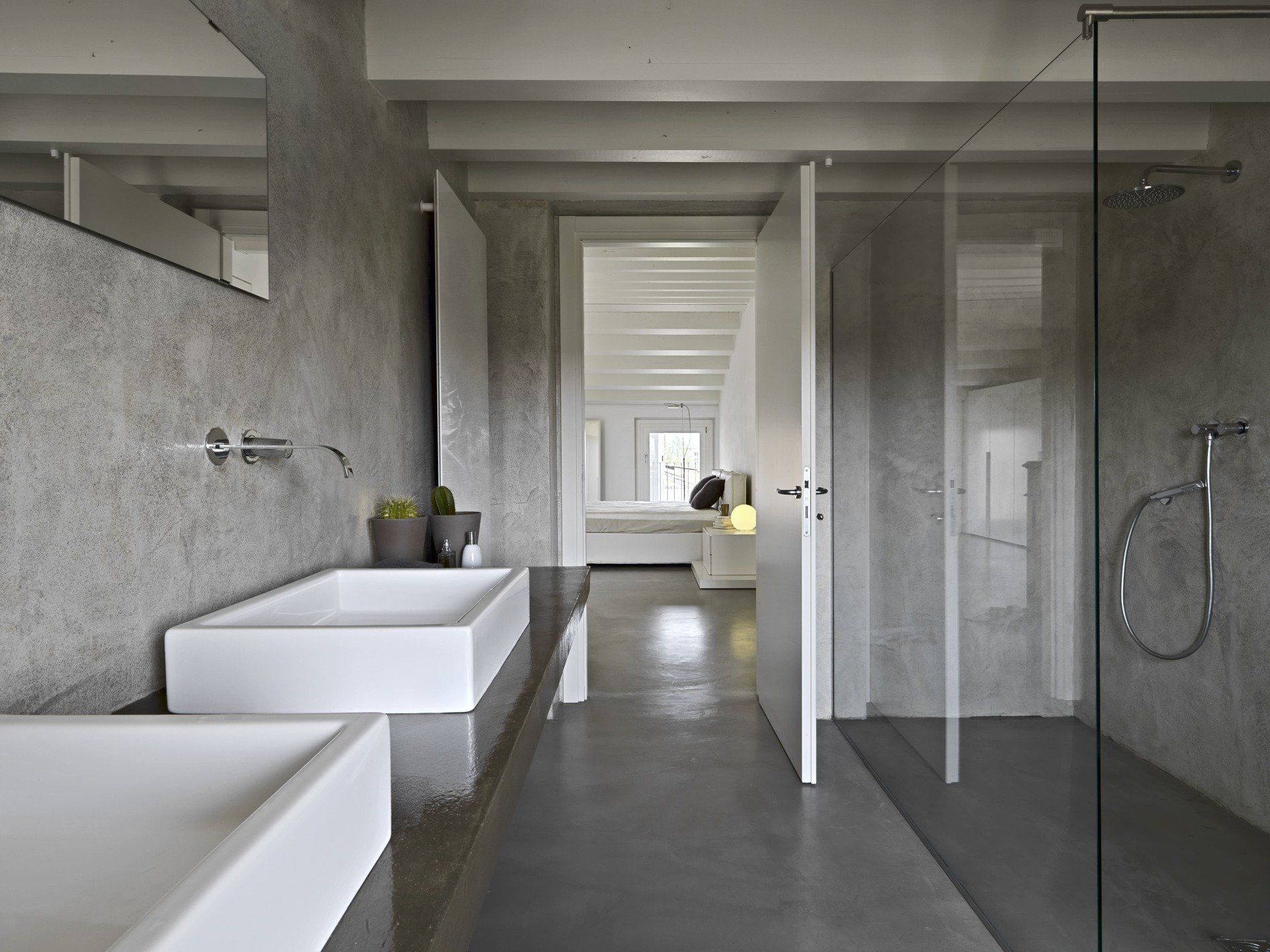 Black concrete countertop in bathroom in Rancho Cucamonga
