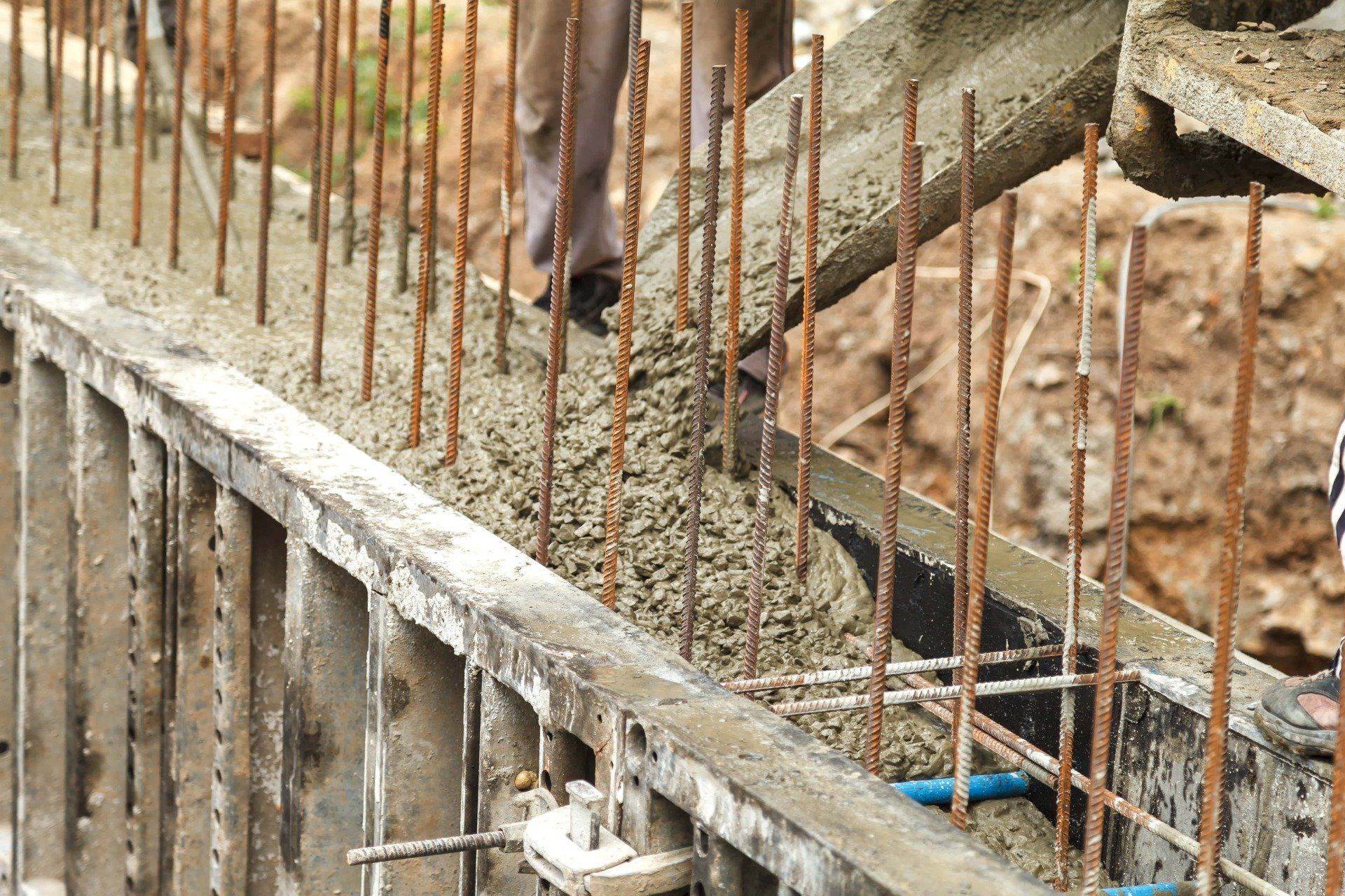 Concrete foundations being poured near Rancho Cucamonga