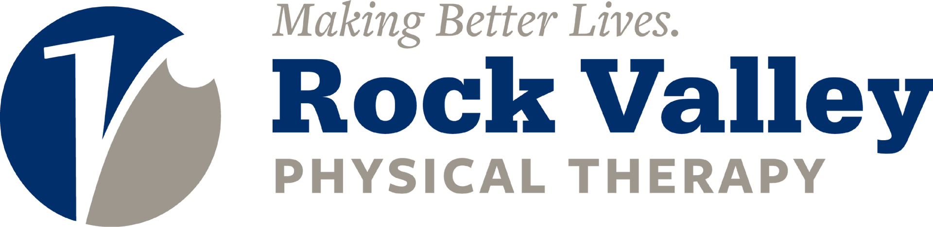 Rock Valley Physical Therapy logo in blue and gray with the tagline “Making Better Lives.”