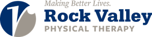 Rock Valley Physical Therapy logo in blue and gray with the tagline “Making Better Lives.”