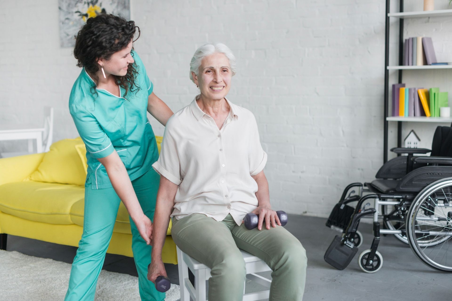 Caregiver providing dementia care support to senior at home in Southern California