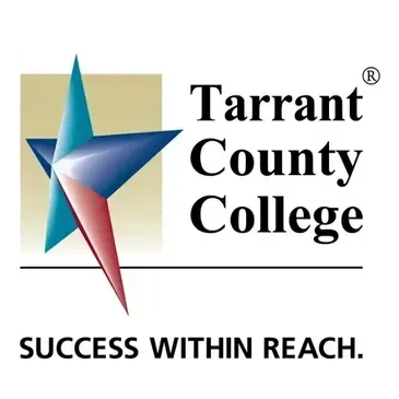 Logo for Tarrant County College with a multi-colored star graphic and the motto 