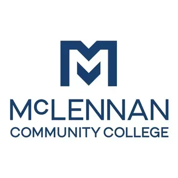 The dark blue McLennan Community College logo featuring an M-shaped icon above the institution's name.