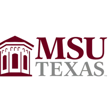 The MSU Texas logo features a maroon stylized building icon next to the maroon text 