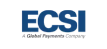 The logo for ECSI, a Global Payments company, featuring the blue letters