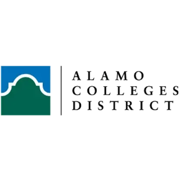 The Alamo Colleges District logo, featuring a blue and green arch icon next to the organization's name in black text.