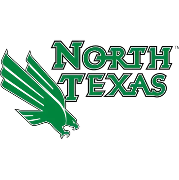 The University of North Texas logo features a stylized green eagle soaring alongside the green text 