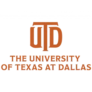 The orange logo for The University of Texas at Dallas with the letters UTD stacked under a horizontal T.
