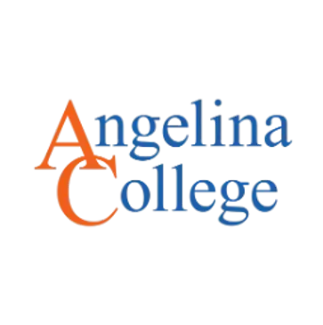 The Angelina College logo with the orange letters 