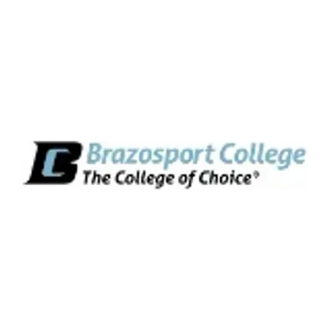 Logo for Brazosport College, featuring a black and blue 